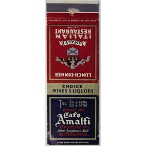 Front Strike Matchbook Cover Cafe Amalfi Italian Restaurant Boston MA